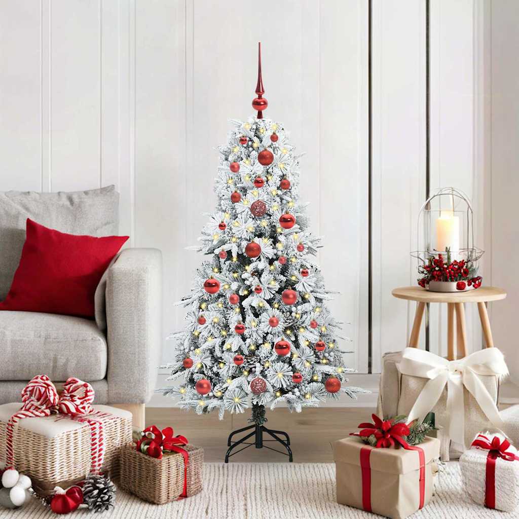 vidaXL Artificial Hinged Christmas Tree White 120 cm PE and PVC 1
