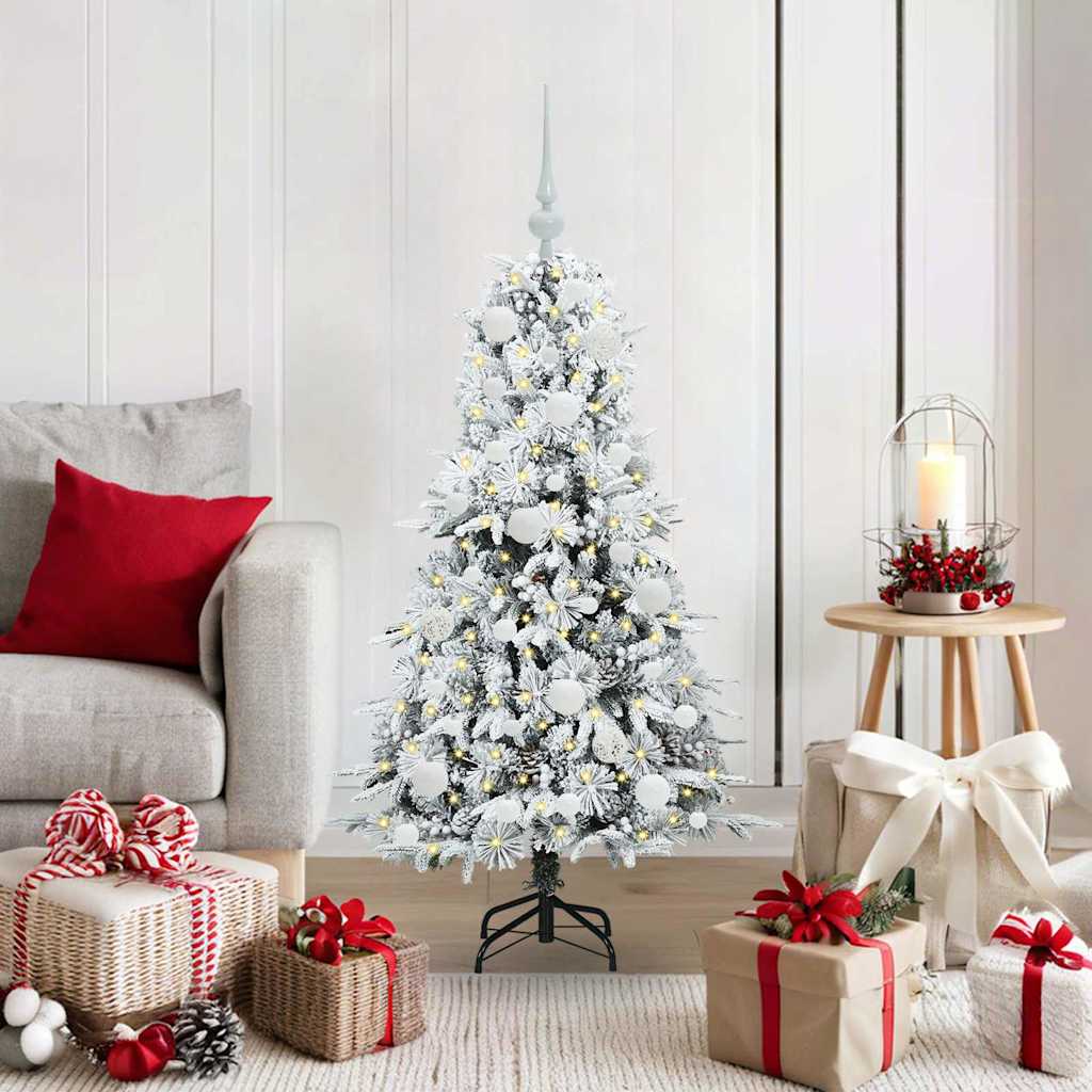 vidaXL Artificial Hinged Christmas Tree White 120 cm PE and PVC 1