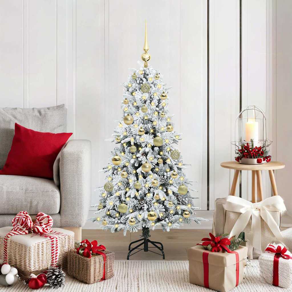 vidaXL Artificial Hinged Christmas Tree White 120 cm PE and PVC 1
