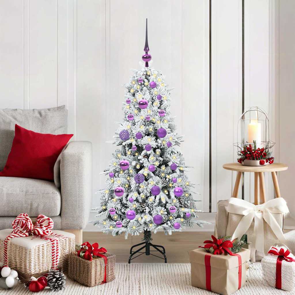 vidaXL Artificial Hinged Christmas Tree White 120 cm PE and PVC 1