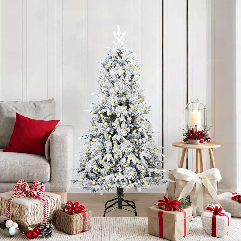 vidaXL Artificial Hinged Christmas Tree White 150 cm PE and PVC 1