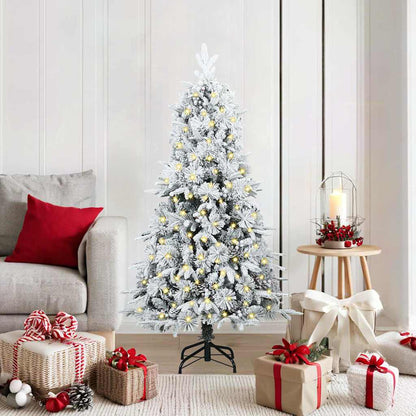 vidaXL Artificial Hinged Christmas Tree White 150 cm PE and PVC 1