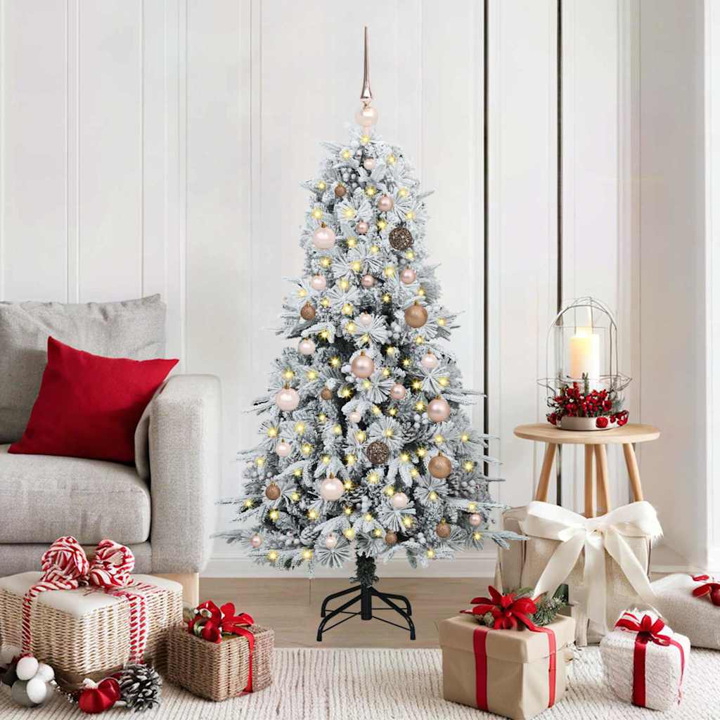 vidaXL Artificial Hinged Christmas Tree White 150 cm PE and PVC 1