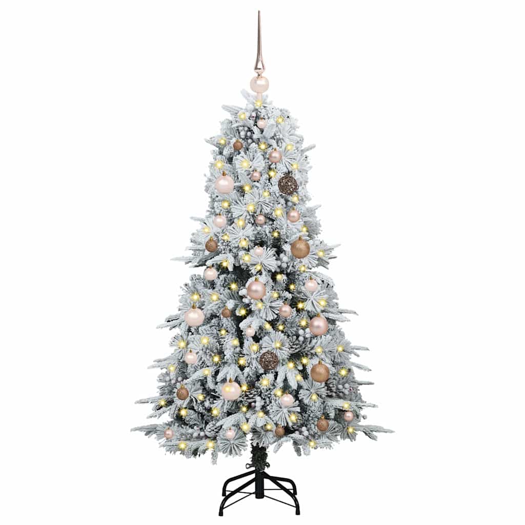 vidaXL Artificial Hinged Christmas Tree White 150 cm PE and PVC 3