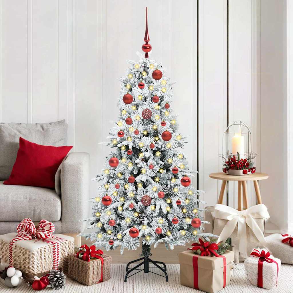 vidaXL Artificial Hinged Christmas Tree White 150 cm PE and PVC 1