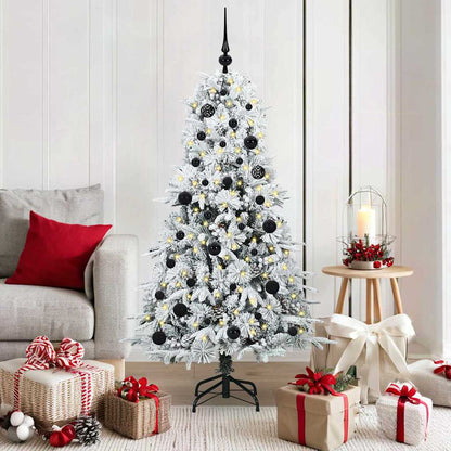 vidaXL Artificial Hinged Christmas Tree White 150 cm PE and PVC 1