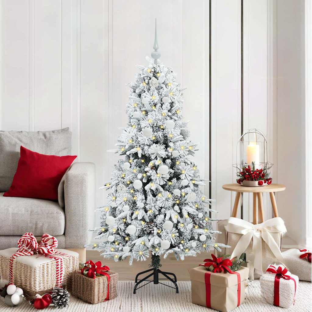 vidaXL Artificial Hinged Christmas Tree White 150 cm PE and PVC 1