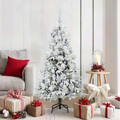 vidaXL Artificial Hinged Christmas Tree White 150 cm PE and PVC 1