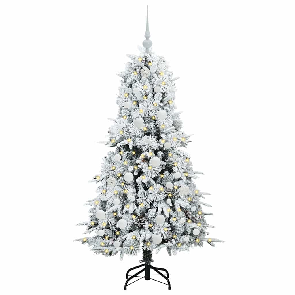 vidaXL Artificial Hinged Christmas Tree White 150 cm PE and PVC 3