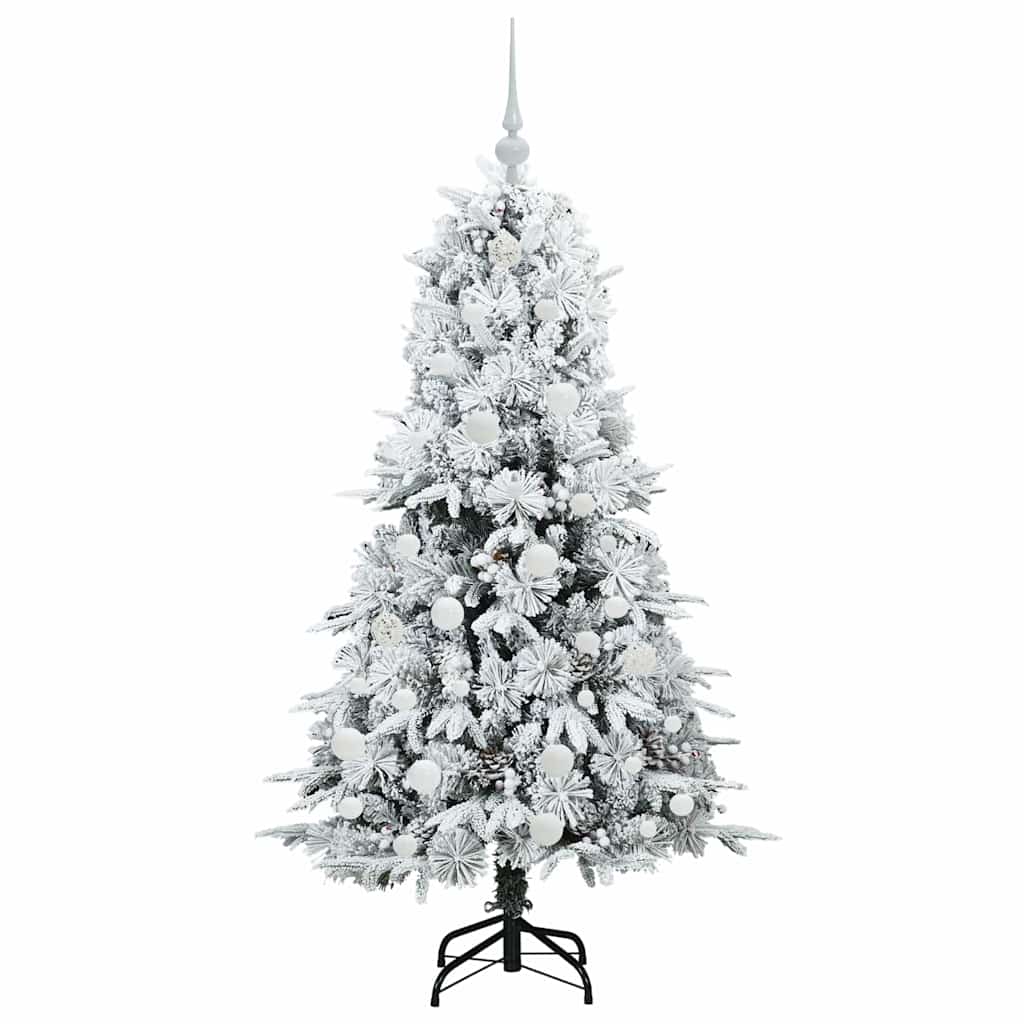 vidaXL Artificial Hinged Christmas Tree White 150 cm PE and PVC 4
