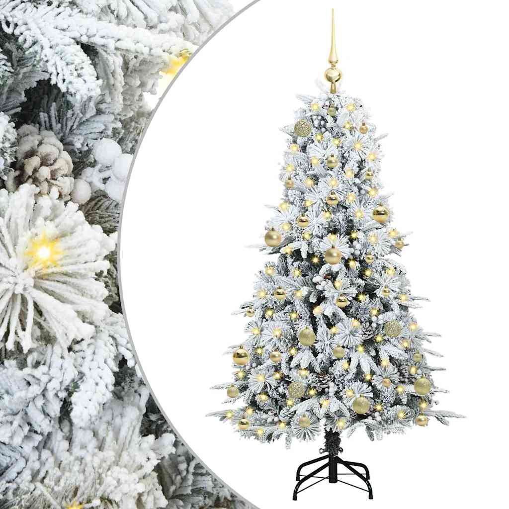 vidaXL Artificial Hinged Christmas Tree White 150 cm PE and PVC 2