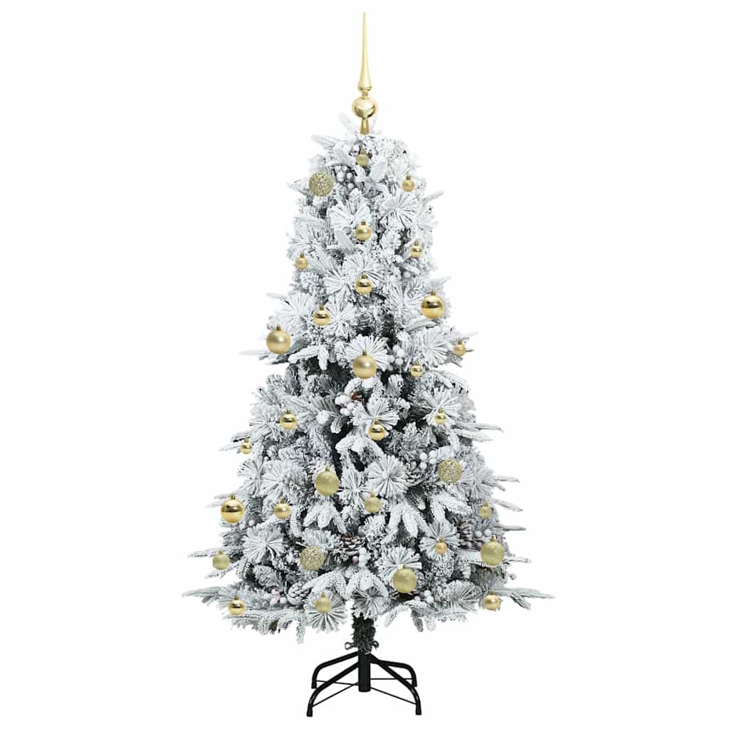 vidaXL Artificial Hinged Christmas Tree White 150 cm PE and PVC 4