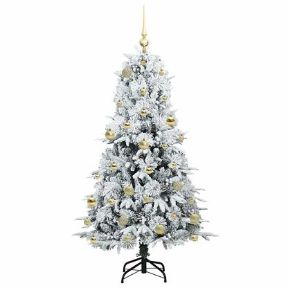 vidaXL Artificial Hinged Christmas Tree White 150 cm PE and PVC 4