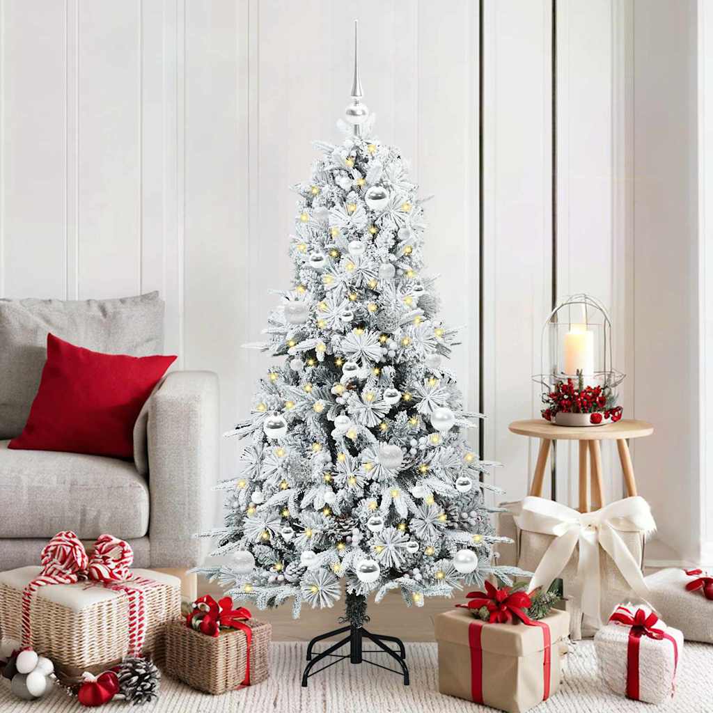 vidaXL Artificial Hinged Christmas Tree White 150 cm PE and PVC 1