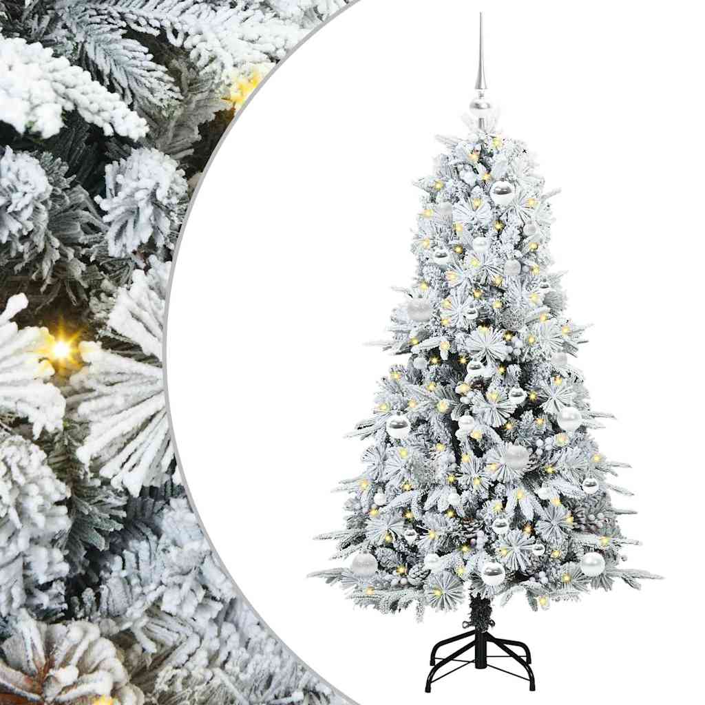 vidaXL Artificial Hinged Christmas Tree White 150 cm PE and PVC 2