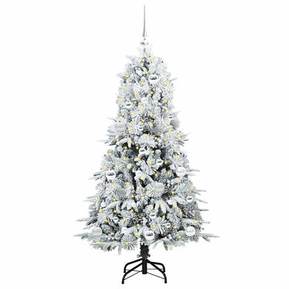vidaXL Artificial Hinged Christmas Tree White 150 cm PE and PVC 3