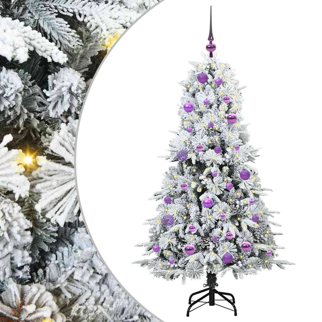 vidaXL Artificial Hinged Christmas Tree White 150 cm PE and PVC 2