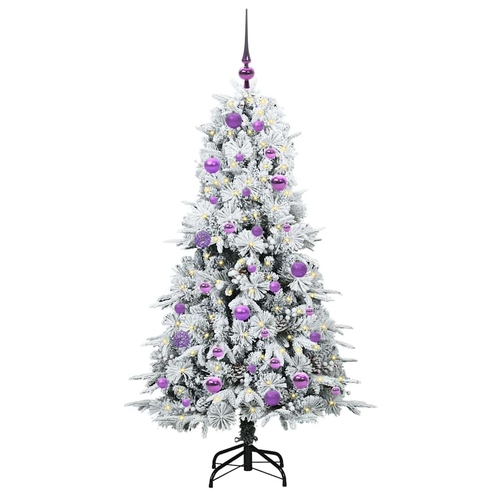 vidaXL Artificial Hinged Christmas Tree White 150 cm PE and PVC 3