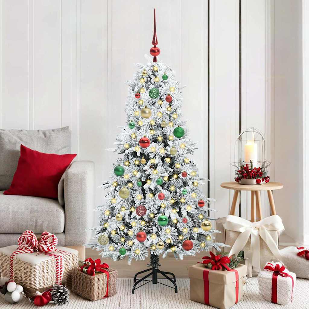 vidaXL Artificial Hinged Christmas Tree White 150 cm PE and PVC 1