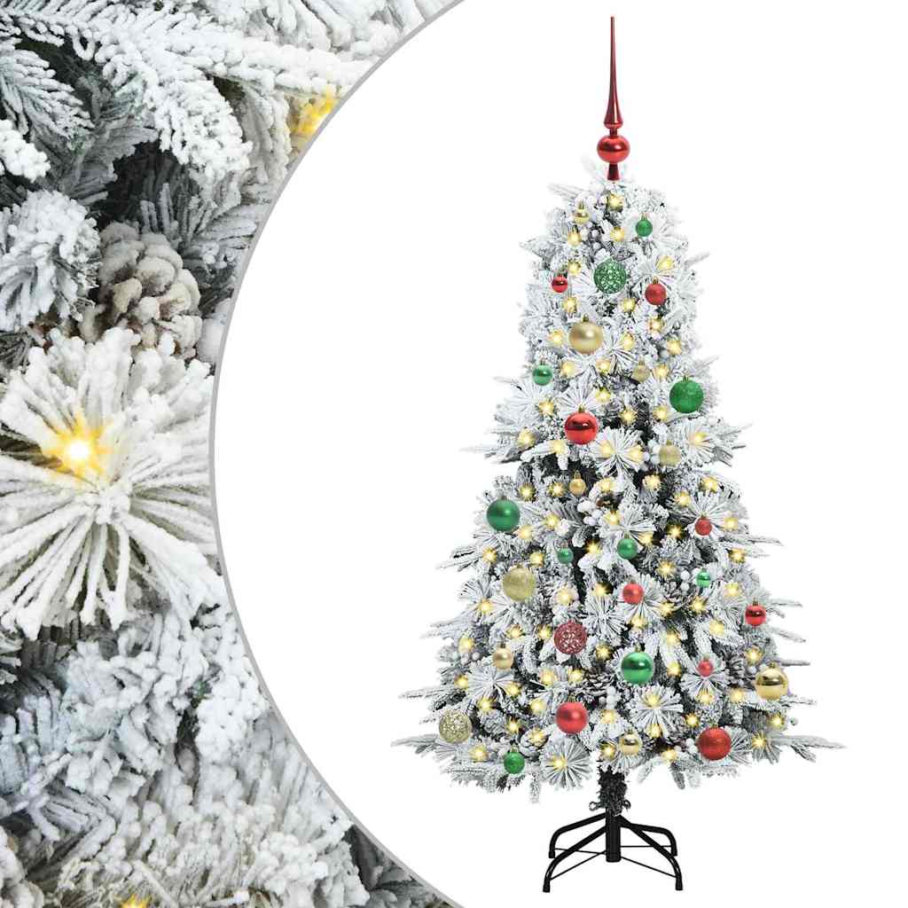 vidaXL Artificial Hinged Christmas Tree White 150 cm PE and PVC 2