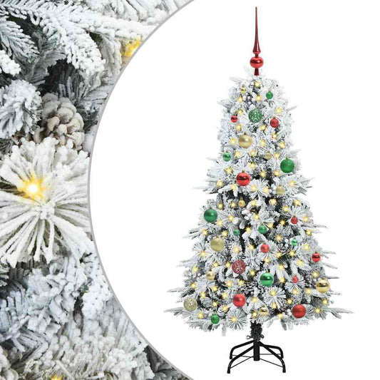 vidaXL Artificial Hinged Christmas Tree White 150 cm PE and PVC 2