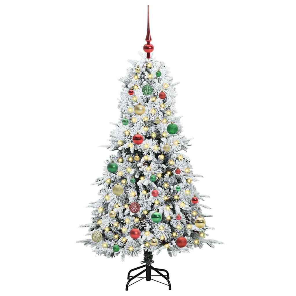 vidaXL Artificial Hinged Christmas Tree White 150 cm PE and PVC 3
