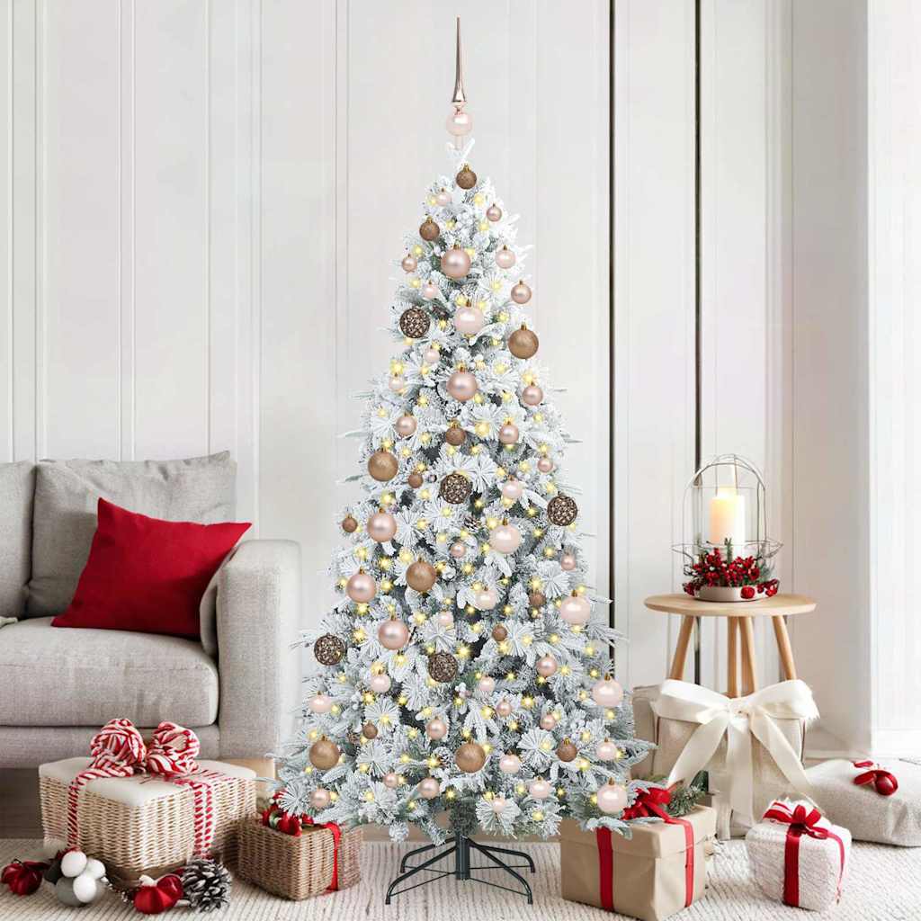 vidaXL Artificial Hinged Christmas Tree White 180 cm PE and PVC 1