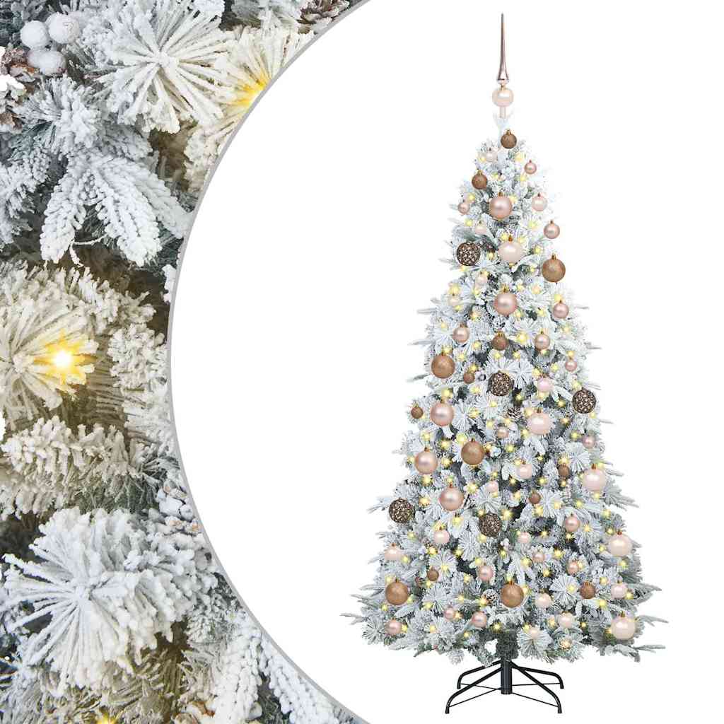 vidaXL Artificial Hinged Christmas Tree White 180 cm PE and PVC 2