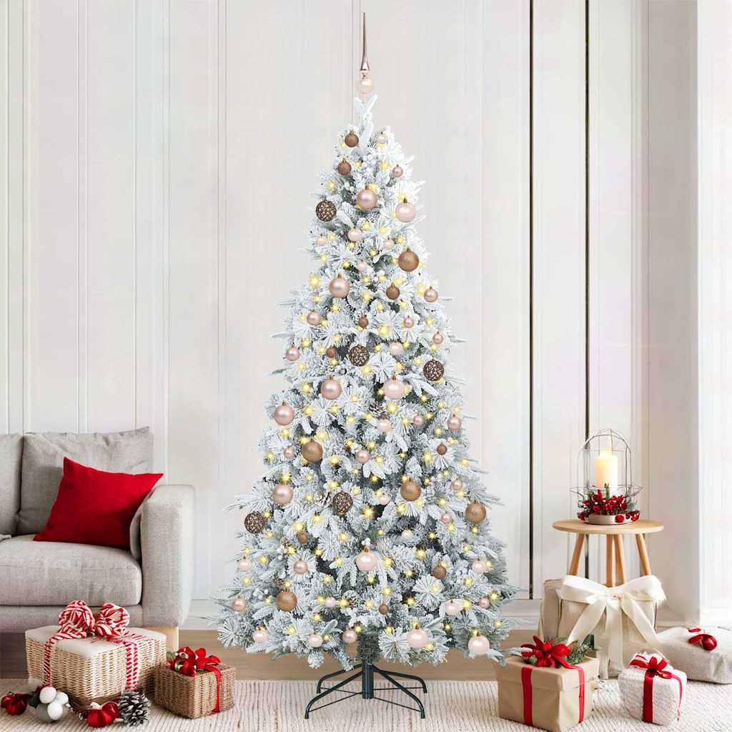 vidaXL Artificial Hinged Christmas Tree White 210 cm PE and PVC 1