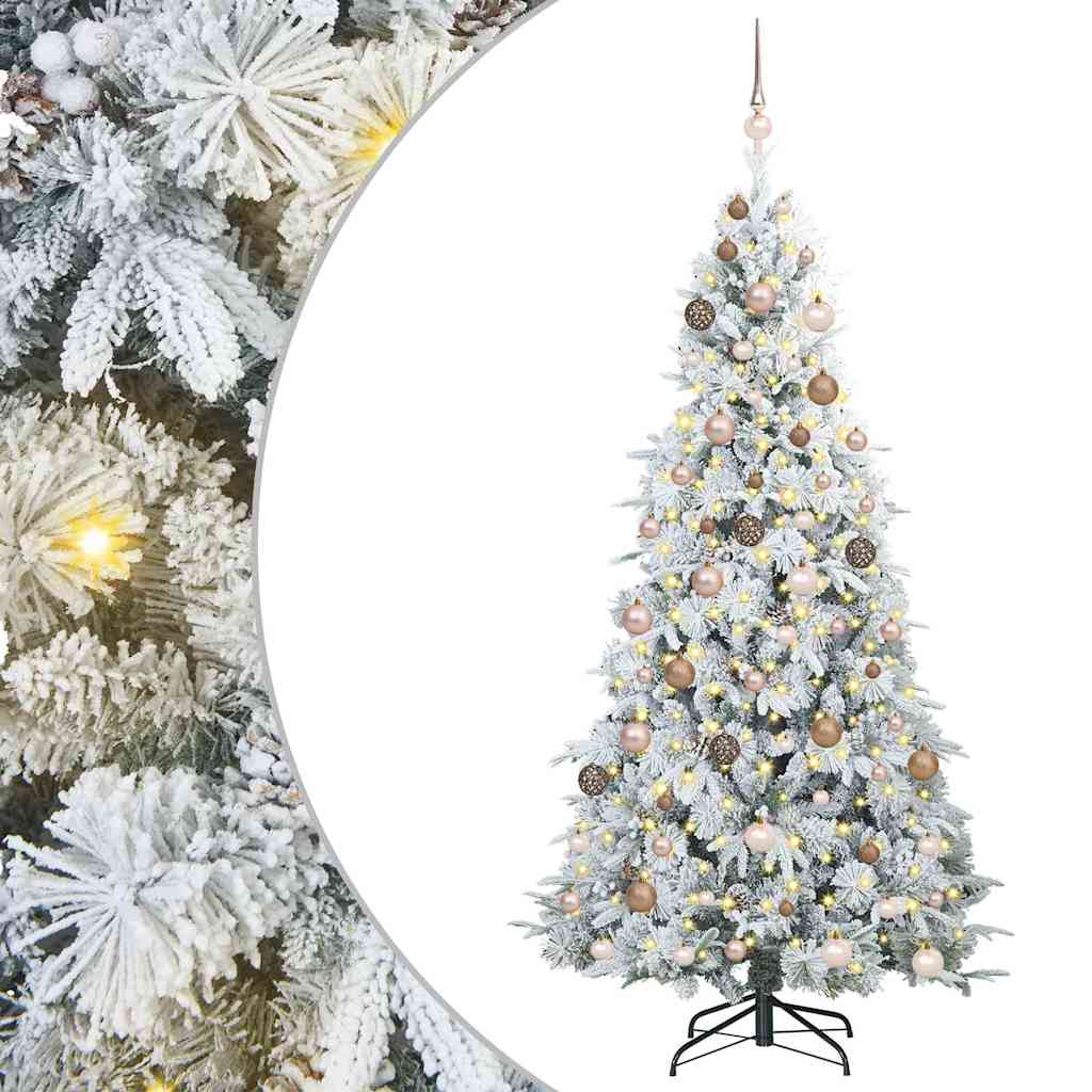 vidaXL Artificial Hinged Christmas Tree White 210 cm PE and PVC 2