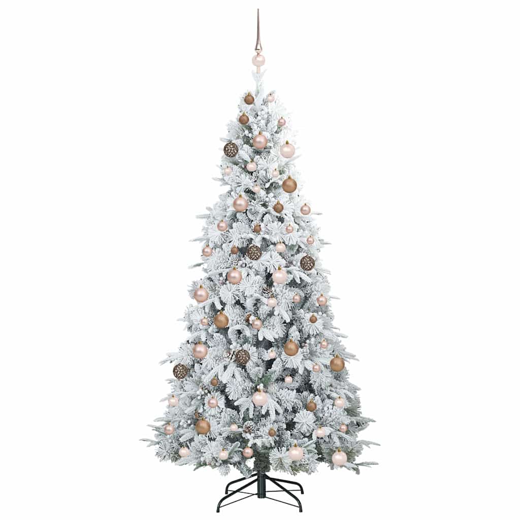 vidaXL Artificial Hinged Christmas Tree White 210 cm PE and PVC 4