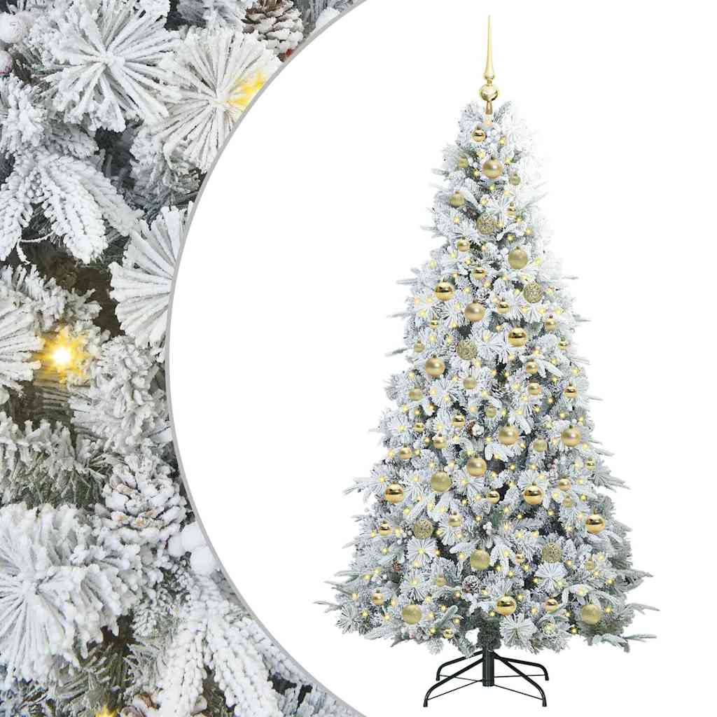 vidaXL Artificial Hinged Christmas Tree White 210 cm PE and PVC 2
