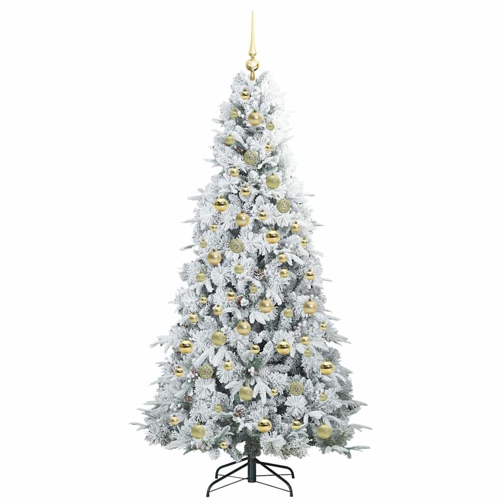 vidaXL Artificial Hinged Christmas Tree White 210 cm PE and PVC 4