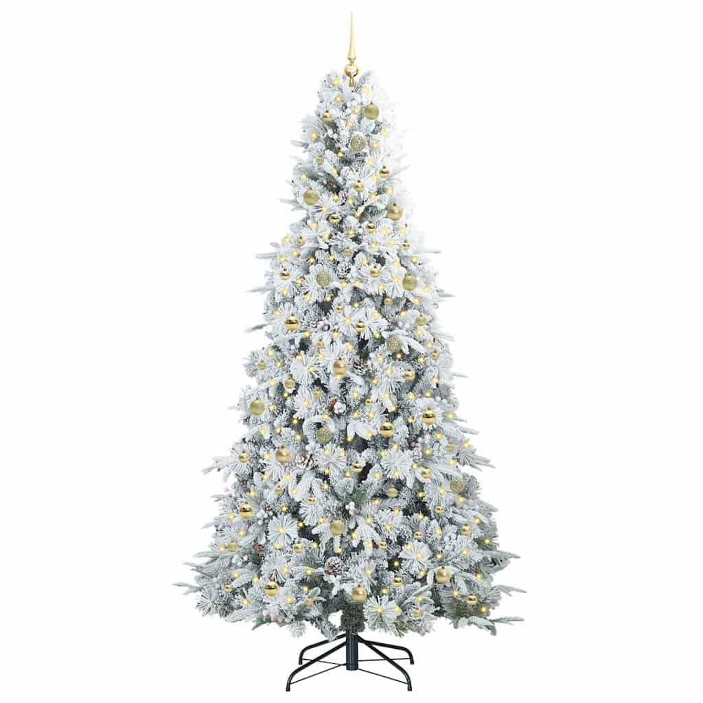 vidaXL Artificial Hinged Christmas Tree White 240 cm PE and PVC 3