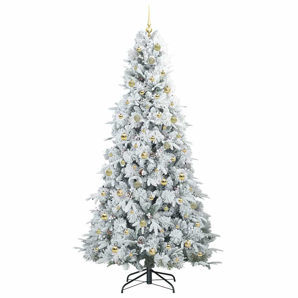 vidaXL Artificial Hinged Christmas Tree White 240 cm PE and PVC 4
