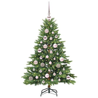 Artificial Christmas Tree with 150 LEDs PE and PVC Green 120 cm with LEDs &pink balls