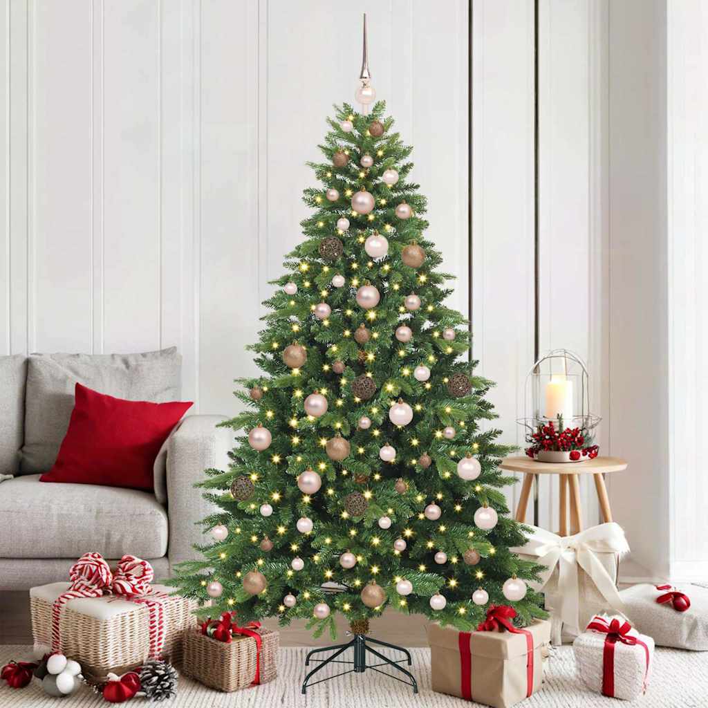 vidaXL Artificial Christmas Tree with 300 LEDs Green 180 cm PE and PVC 1