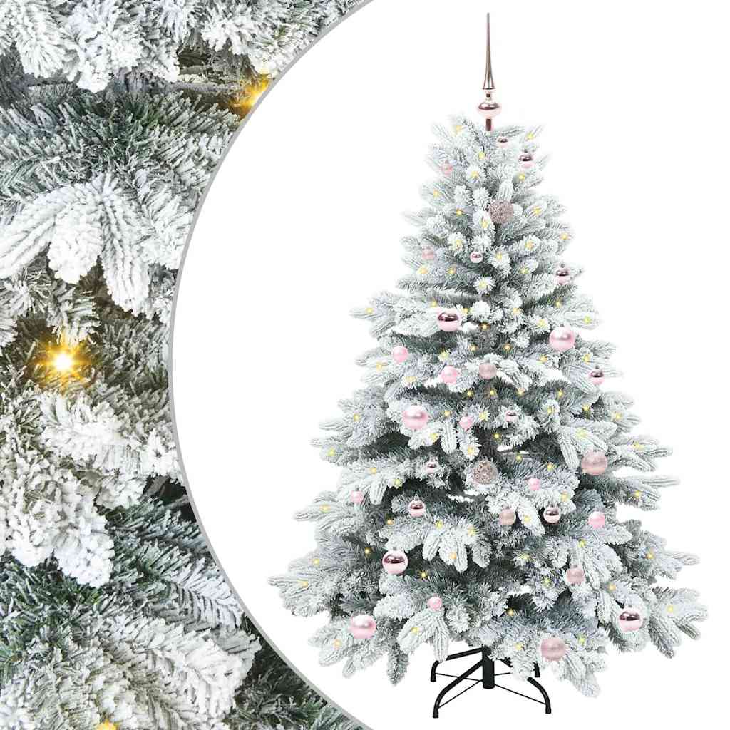 Artificial Christmas Tree with 150 LEDs PE and PVC White 150 cm with LEDs &pink balls