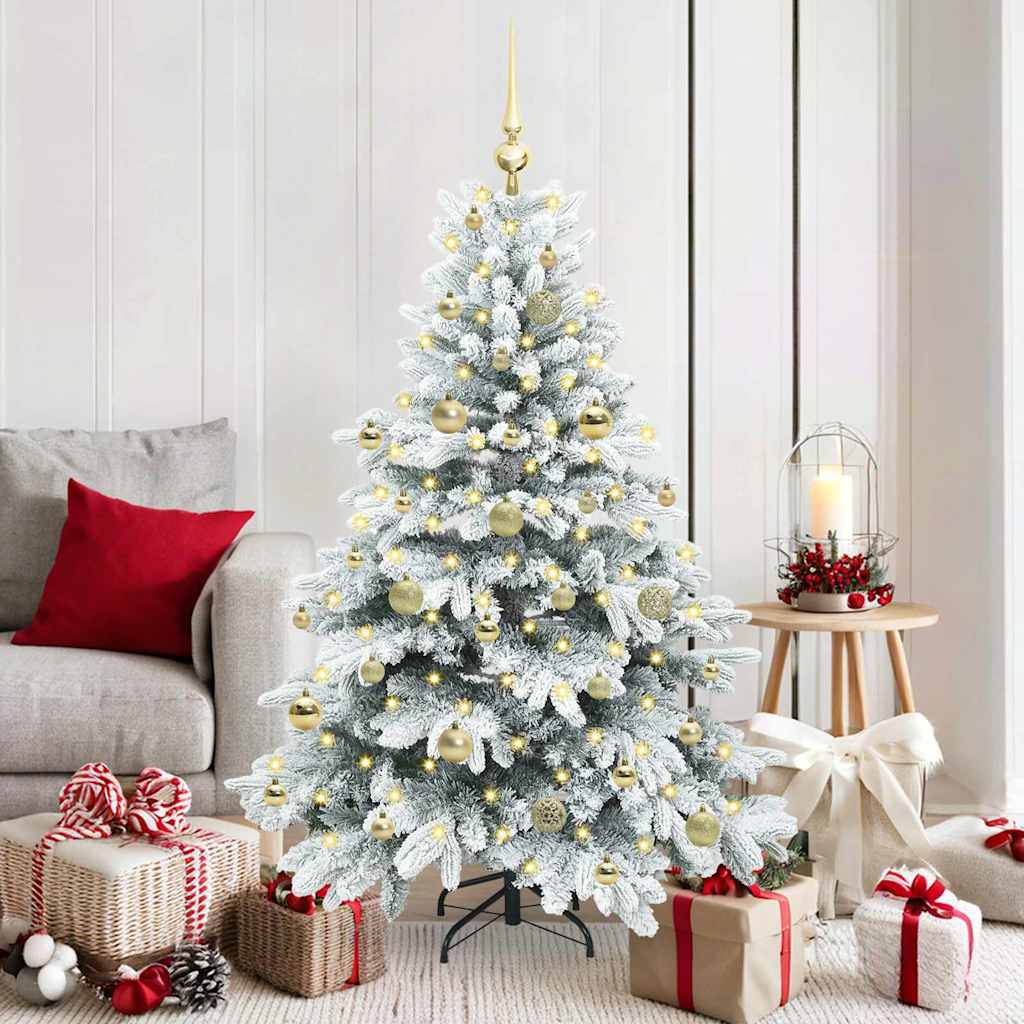 Artificial Christmas Tree with 150 LEDs PE and PVC White 150 cm with LEDs &gold balls