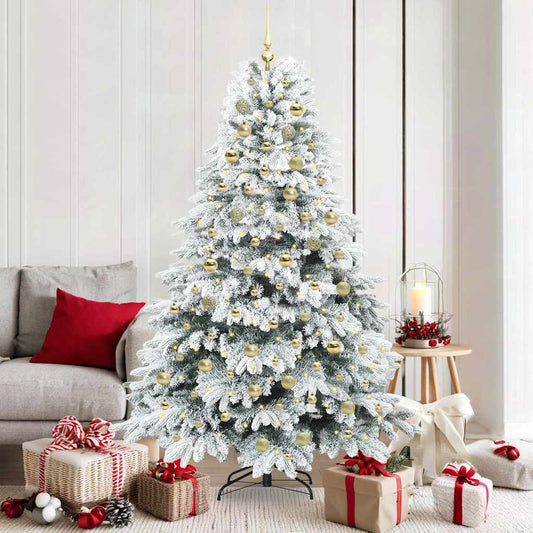 vidaXL Artificial Christmas Tree with 300 LEDs White 180 cm PE and PVC 1