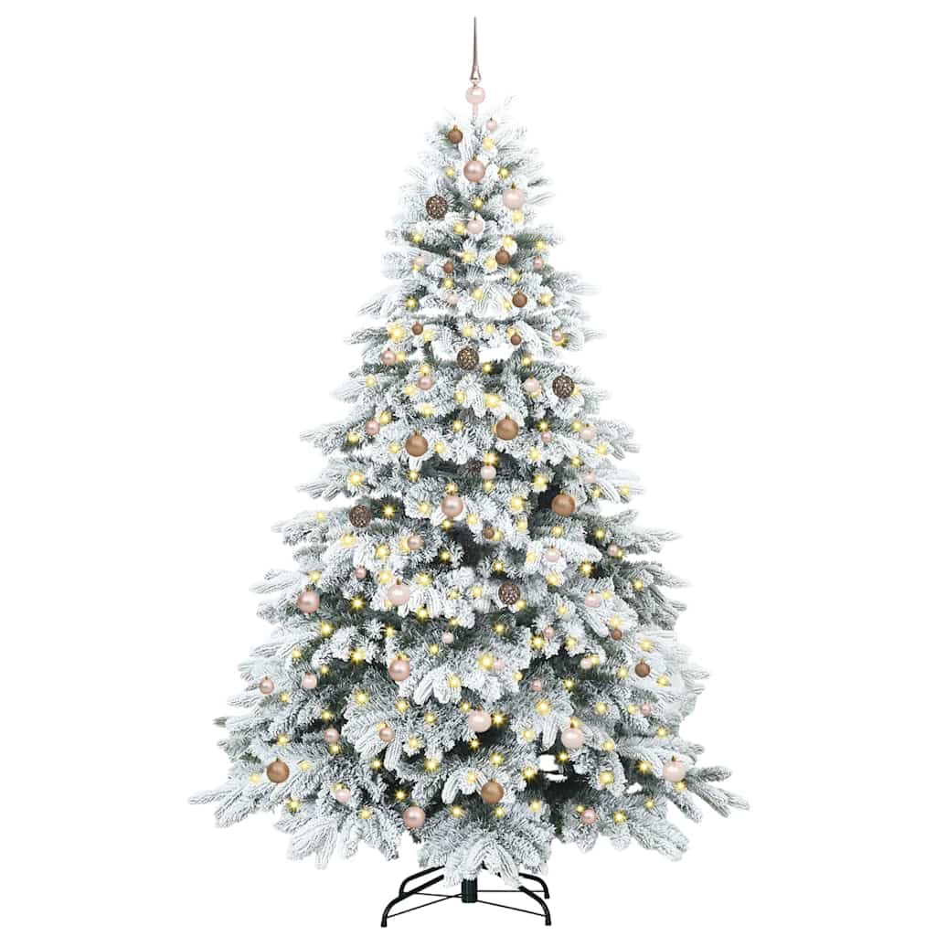 vidaXL Artificial Christmas Tree with 300 LEDs White 240 cm PE and PVC 3