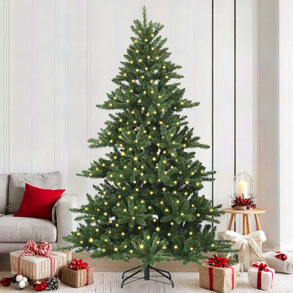 Artificial Hinged Christmas Tree PVC and Steel Green 210 cm with LEDs