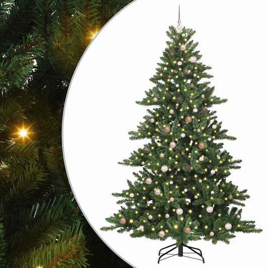 vidaXL Artificial Hinged Christmas Tree Green 240 cm PVC and Steel 2