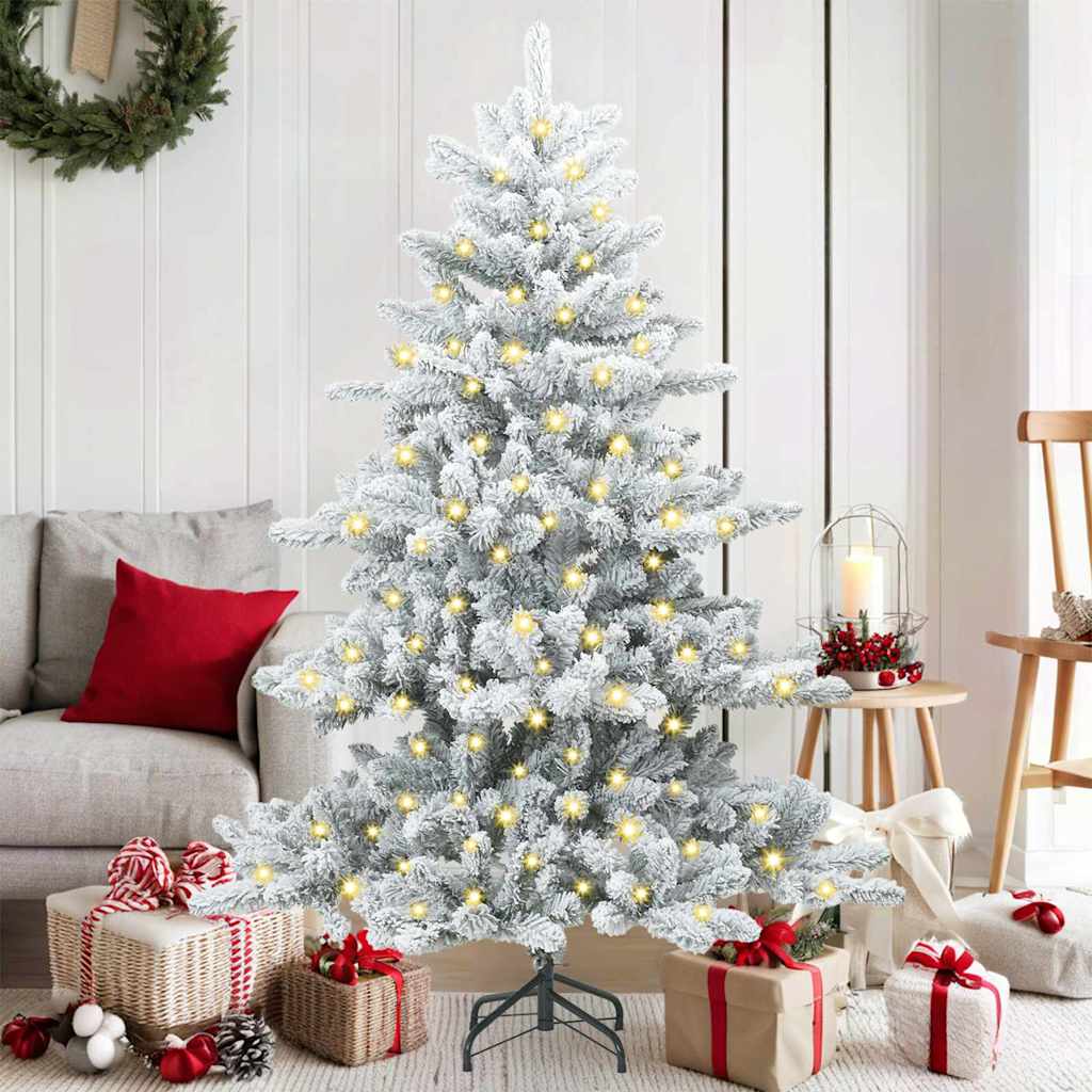 vidaXL Artificial Hinged Christmas Tree White 150 cm PVC and Steel 1