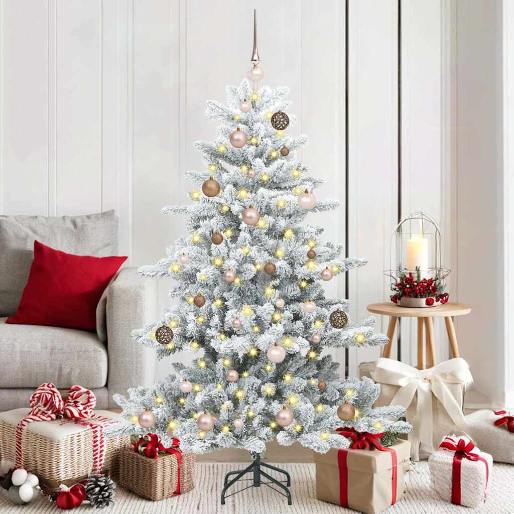 vidaXL Artificial Hinged Christmas Tree White 150 cm PVC and Steel 1