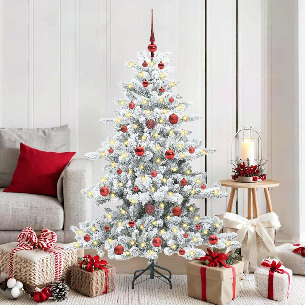 vidaXL Artificial Hinged Christmas Tree White 150 cm PVC and Steel 1