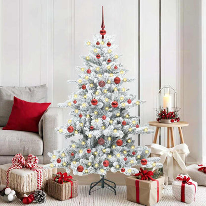 vidaXL Artificial Hinged Christmas Tree White 150 cm PVC and Steel 1