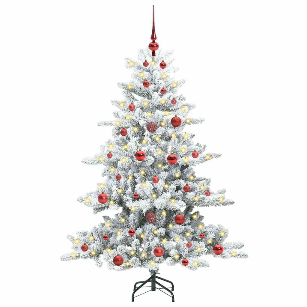 vidaXL Artificial Hinged Christmas Tree White 150 cm PVC and Steel 3