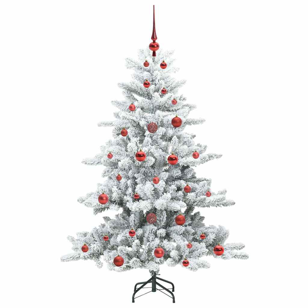 vidaXL Artificial Hinged Christmas Tree White 150 cm PVC and Steel 4