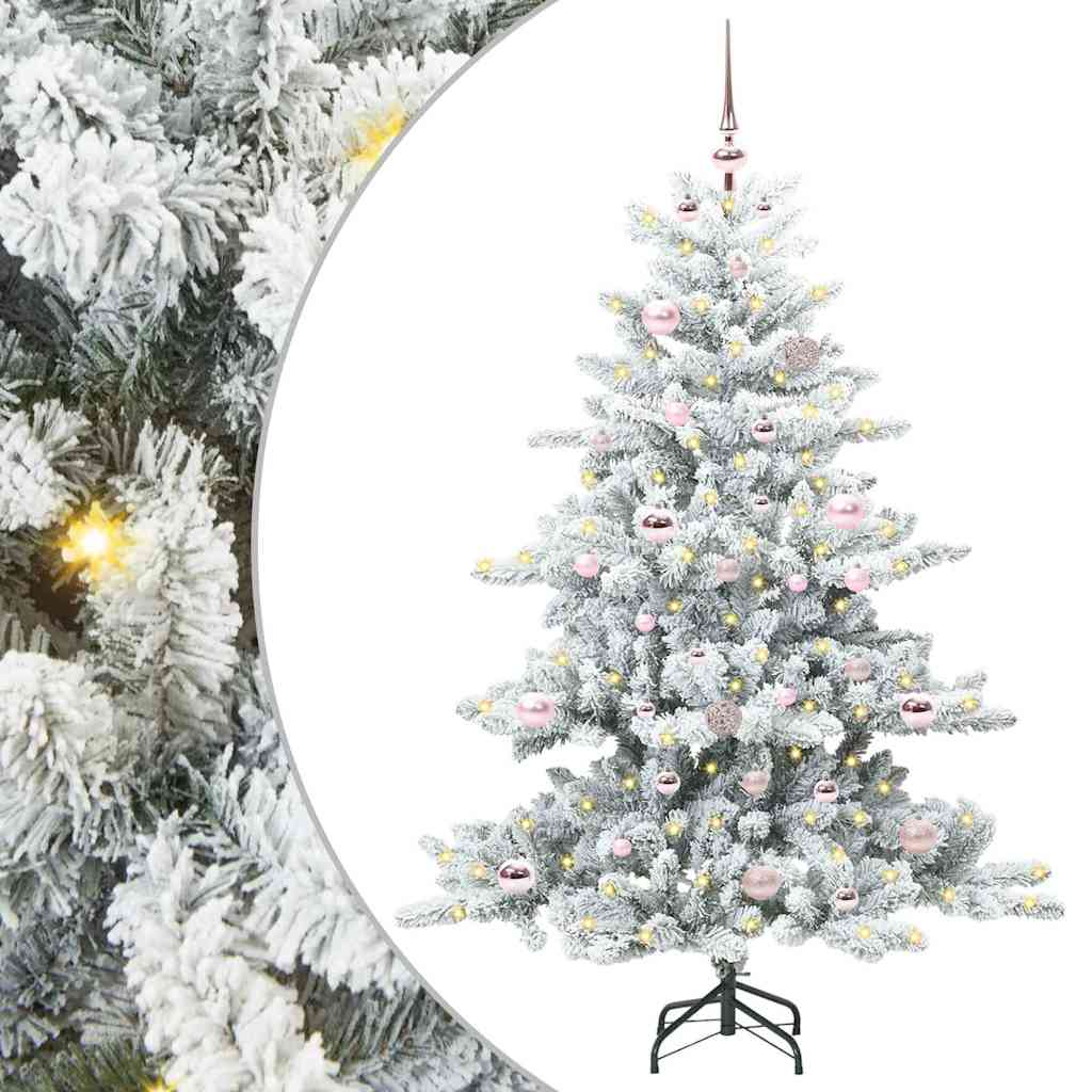 vidaXL Artificial Hinged Christmas Tree White 150 cm PVC and Steel 1